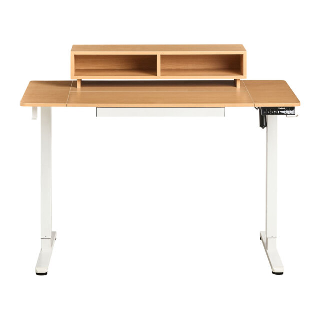 Electric Adjustable Standing Desk LUCAMA Light Brown/ White 120 cm 60 cm with USB Port