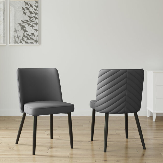 Aamarion 48cm H Polyester Blend Upholstered Upholstered Back Parsons Chair in Grey