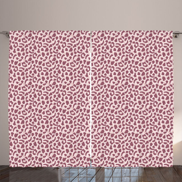 Rustic curtain, wild animal art, jaguar pattern, dried rose light pink