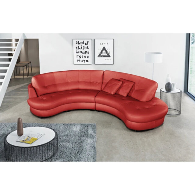 Maura Genuine Leather Curved Corner Sofa