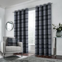 100% Blackout Curtains Check Eyelet Bedroom Tartan Curtain Plaid Brushed Cheque Pair of Highland Woolen Look Window Treatment for Living Room Green 46