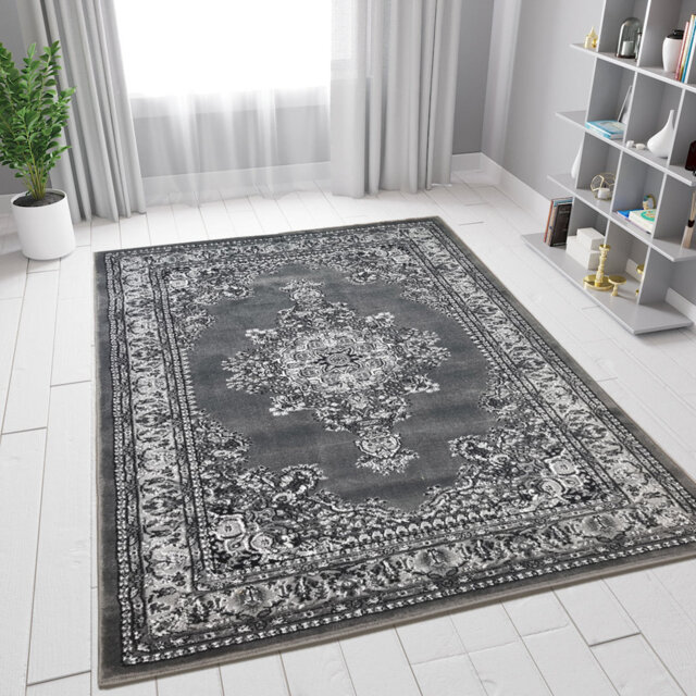 Gracia Oriental Machine Woven / Power Loomed Grey Area Rug