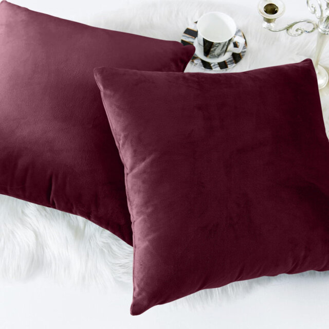 Square Luxury Velvet plush Cushion cover sofa throws Pack of 2