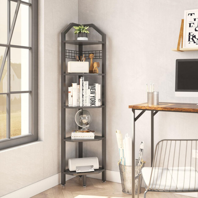 176cm H x 31cm W Metal Corner Bookcase