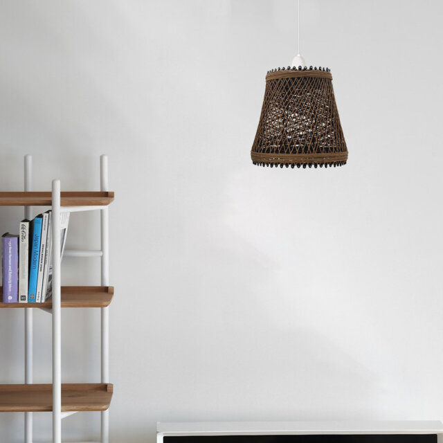18cm H Chenille Bell Lamp Shade ( Screw On ) in Hemp