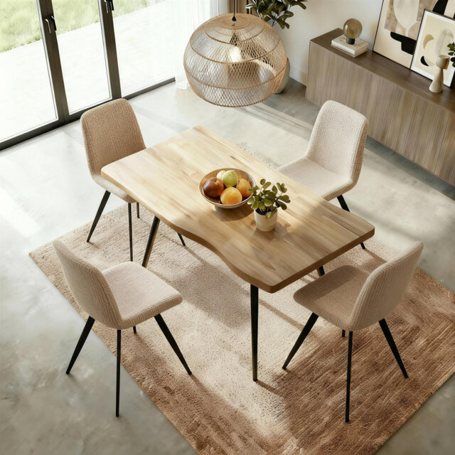 140cm Oak-Effect Dining Table and 4 Chair Set