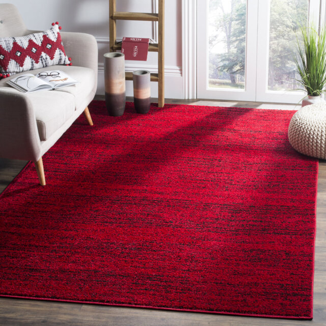 Stonyford Striped Area Rug In Red & Black