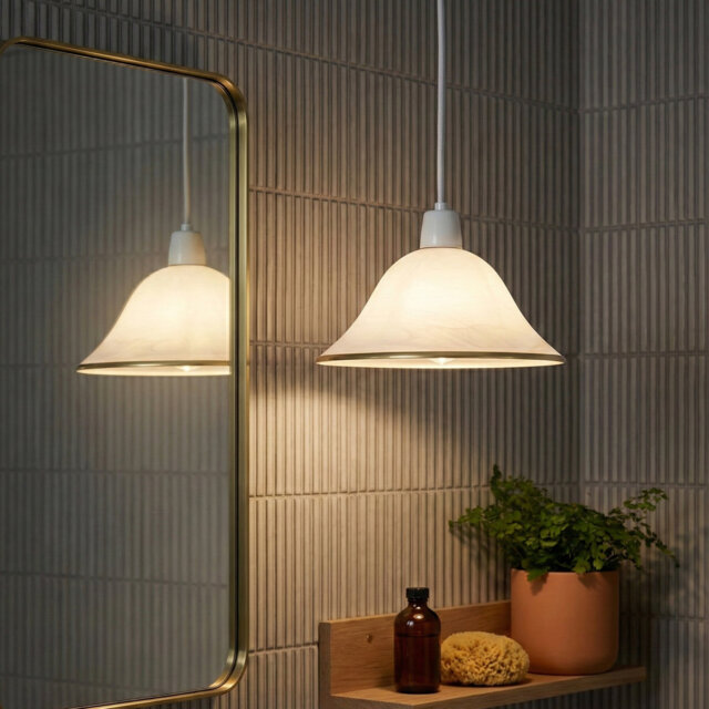 13cm H Glass Bell Lamp Shade in White