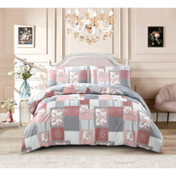 Complete Bedding Set Cotton Rich Printed Duvet Cover Fitted Sheet & Pillowcases Soft Breathable Easy Care