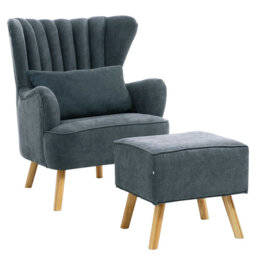 Parkison Upholstered Armchair with Footstool