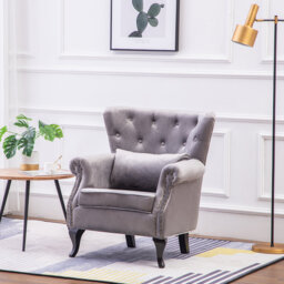 Abrianna 75 cm W Upholstered Velvet Wingback  Armchair