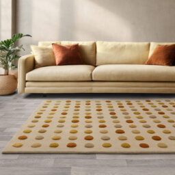 Nayiri Hand Woven Polka Dot Beige/Gold Area Rug