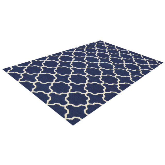 Maria Hand-Woven Dark Blue/White Area Rug