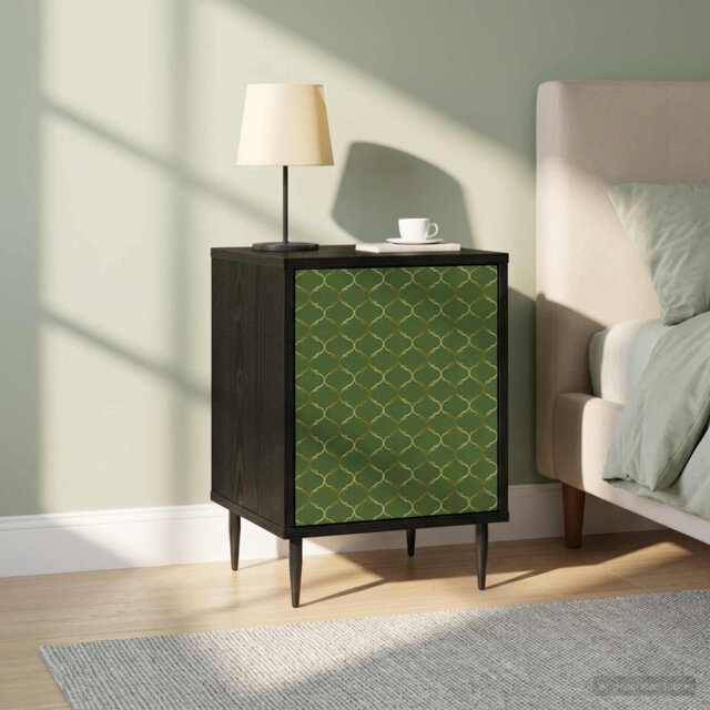 Bedside Cabinet Black Oak Engineered Wood Nightstand Bedroom Furniture