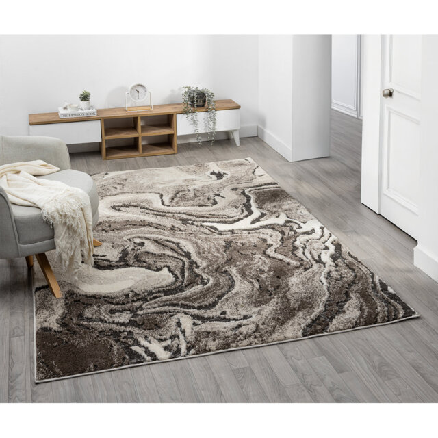 Derel Modern Embossed Contemporary Living Room Area Rug - Marble Design,Mocha