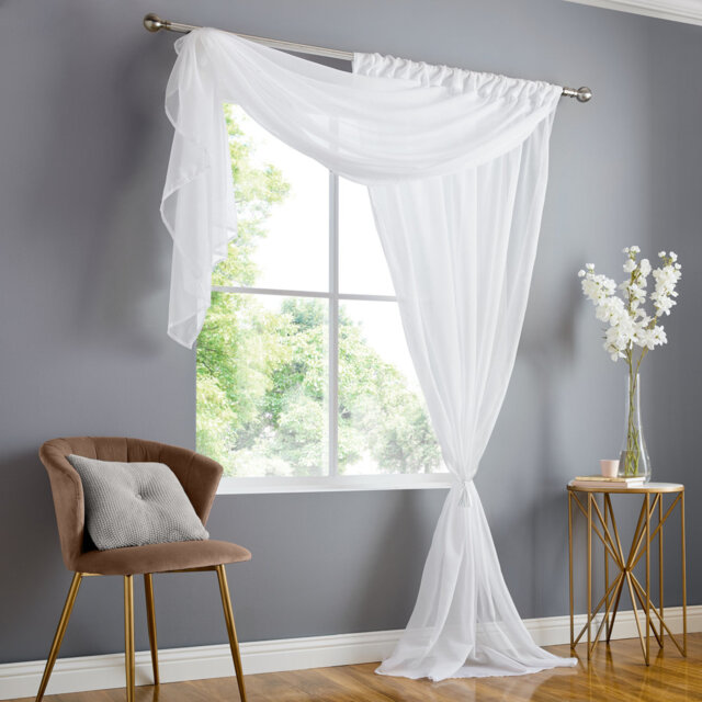 Anah Double Layer Voile Slot Top Sheer Curtain Panel