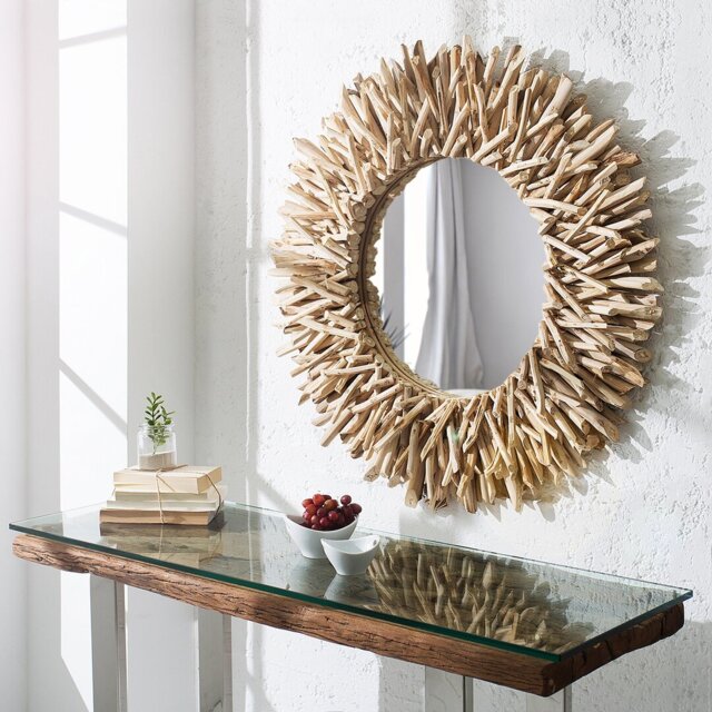 Deherrera Wood Sunburst Wall Mirror