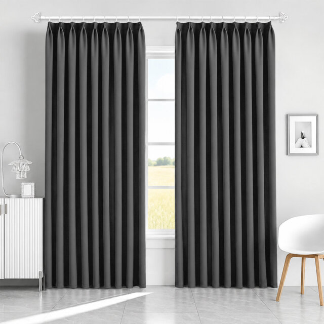 Blackout Pencil Pleat Curtains - Thermal Insulated, Light Blocking Window Drapes