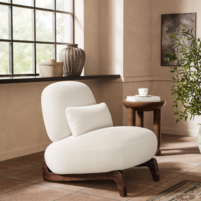 Cloud Plush Ergonomic Sherpa Accent Chair with Lumbar Support Pillow