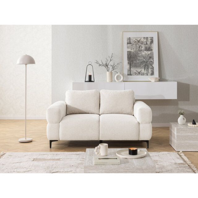 2-seater Sofa With Cardea In Soft Textured Fabric And High Seating Comfort