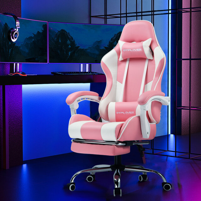 LUCKRACER Adjustable Reclining Ergonomic Swiveling PC & Racing Game Chair with Footrest