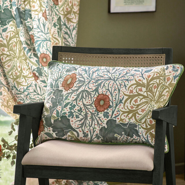 Seaweed Down Blend Floral Rectangular Throw Cushion