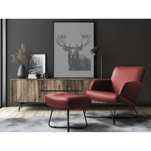 Averie Genuine Leather Designer Armchair With Footstool Included