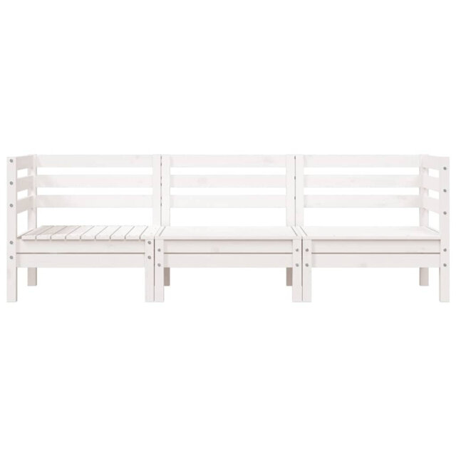 Brayden Studio Garden Sofa 3-Seater White Solid Wood Pine