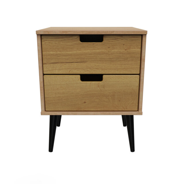 Buldir 2 Drawer Bedside Cabinet in Riviera Oak & Nebraska Oak (Ready Assembled)