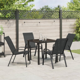 5 Piece Garden Dining Set - Grey PVC-coated polyester And Steel