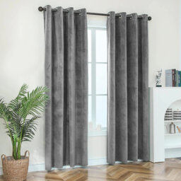 Crushed Velvet Eyelet Ready Made Thermal Drape & Curtain