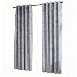 Silver Crushed Velvet Fully Lined Eyelet Curtains - 116x182cm