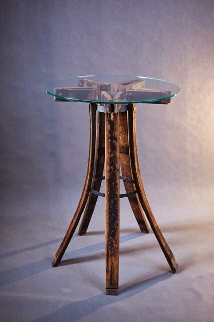 Deford Round Glass Top Solid Wood Base Dining Table