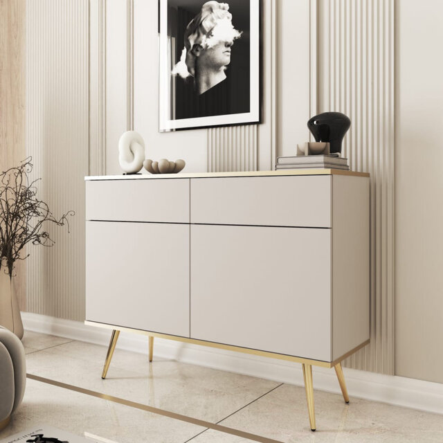 Elegant Neutrality: Allisia Sideboard Cabinet 107cm in Beige
