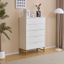 5 Drawer Fluted Dresser, Space-Saving Modern Cabinet with Gold Handles, End  Table Wood Chest for Bedroom, Hallway, or Small Apartment by Wayfair |  uFurnish.com