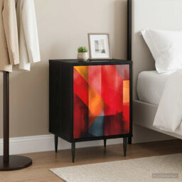 Bedside Cabinet Black Oak Engineered Wood Nightstand Bedroom Furniture