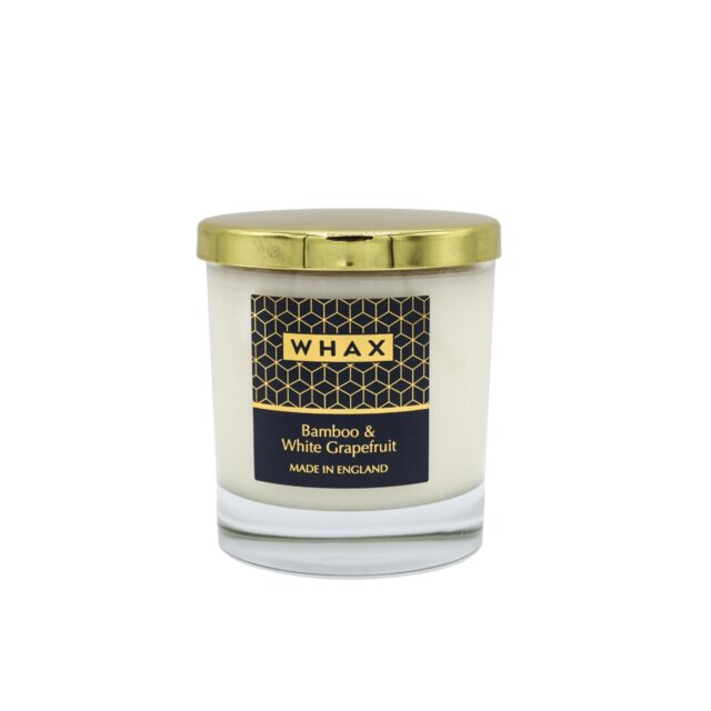 Bamboo And White Grapefruit Scented Jar Candle with Glass Holder