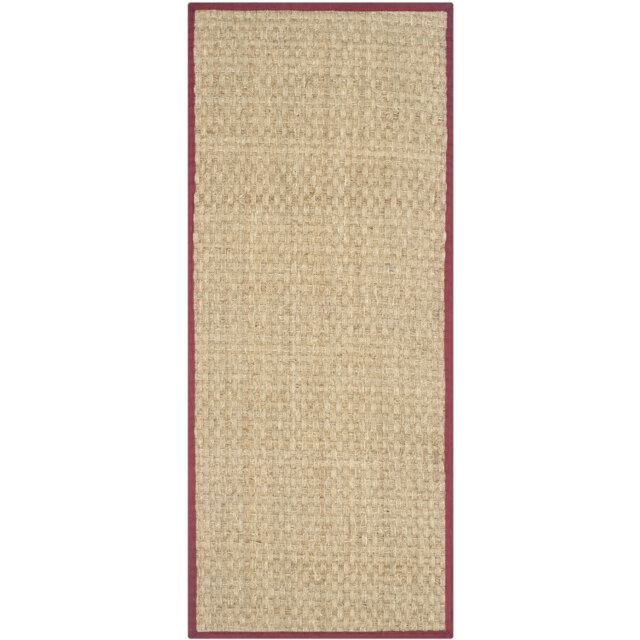 Natural Fiber Rikko Border Area Rug In Natural & Red