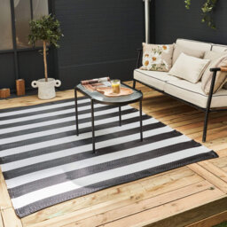 Rainbow Collection Outdoor Rug Modern Design in Black