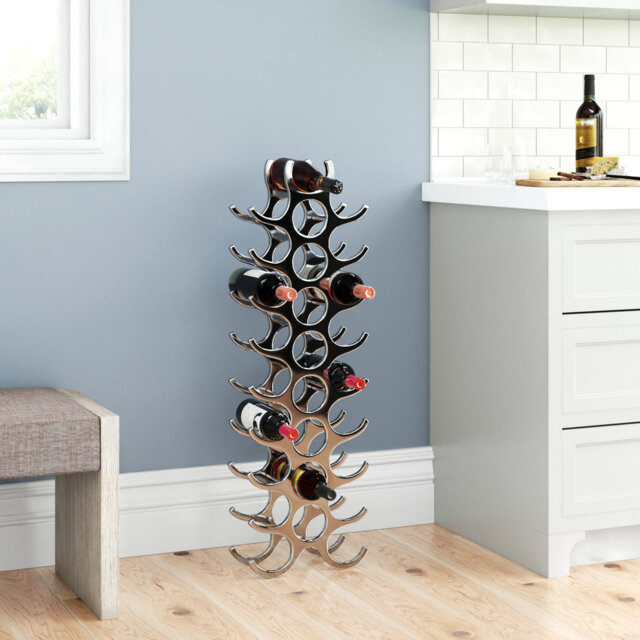 Ridlon Floor Wine Bottle Rack in Silver