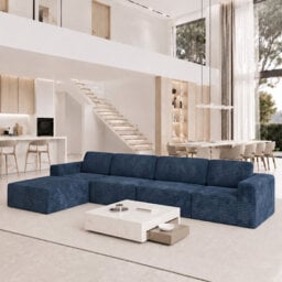 Modular Oversize 404cm Corduroy Boneless Sofa With Ottomans Reversible, No Assembly Required