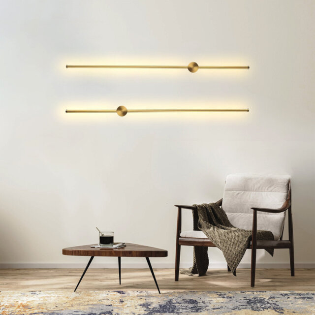 Athena - Modern Gold Led Wall Sconce-80cm-14W LED Up/Down Wall Sconce â Warm White Wall Wash Light for Living Room, Bedroom, Hallway & Stairs