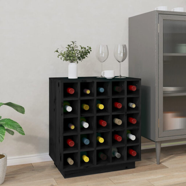 Tyrel 25 Bottle Solid Wood Floor Wine Bottle & Glass Rack