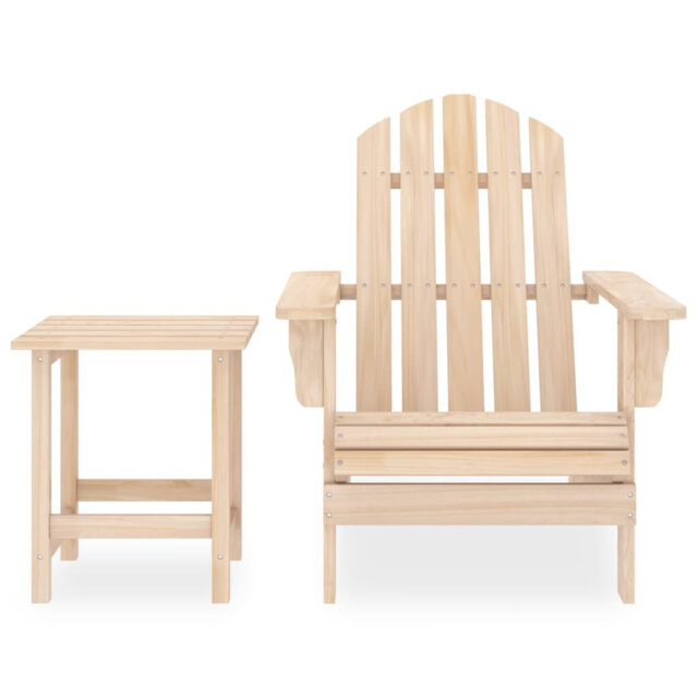 Highland Dunes Garden Adirondack Chair With Table Solid Fir Wood Green