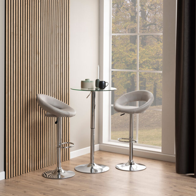Cathline Swivel Upholstered Adjustable Height Counter Stool with Metal Frame