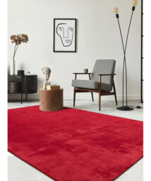The Carpet Relax - Modern Rug, Fluffy, Short Pile, Non-Slip Underside, Washable up to 30°C, Super-Soft, Fur Look, Red