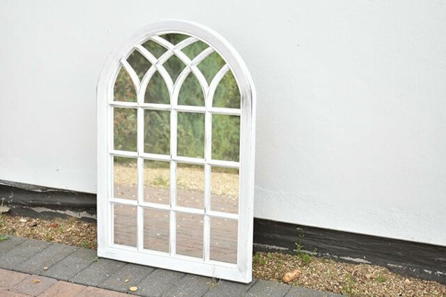 White Rustic Soho Window Style Mirror Elegant Vintage Hallway Mirror 50.5X71X2.5Cm