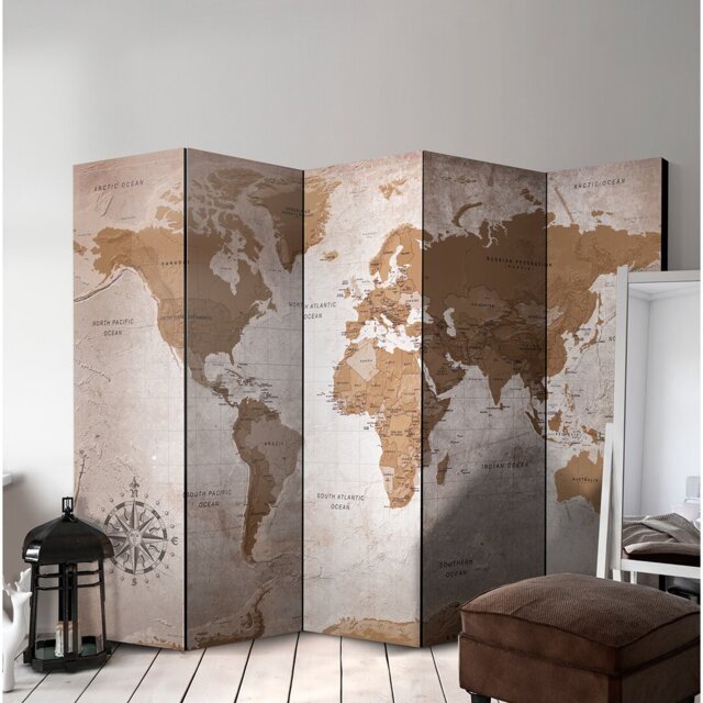 Pendaray 225cm W x 172cm H 5 - Panel Solid Wood Folding Room Divider