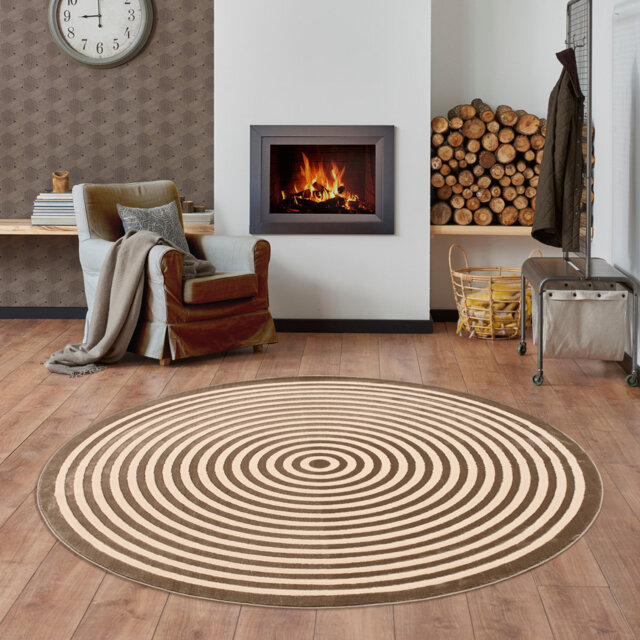 Modern Geometric Area Rug, Concentric Design, Indoor Floor Mat for Living Room and Hallway