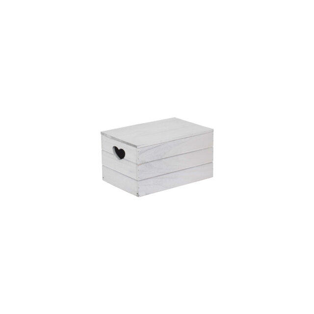 Wooden Lidded Storage Box with Heart Cut Outs